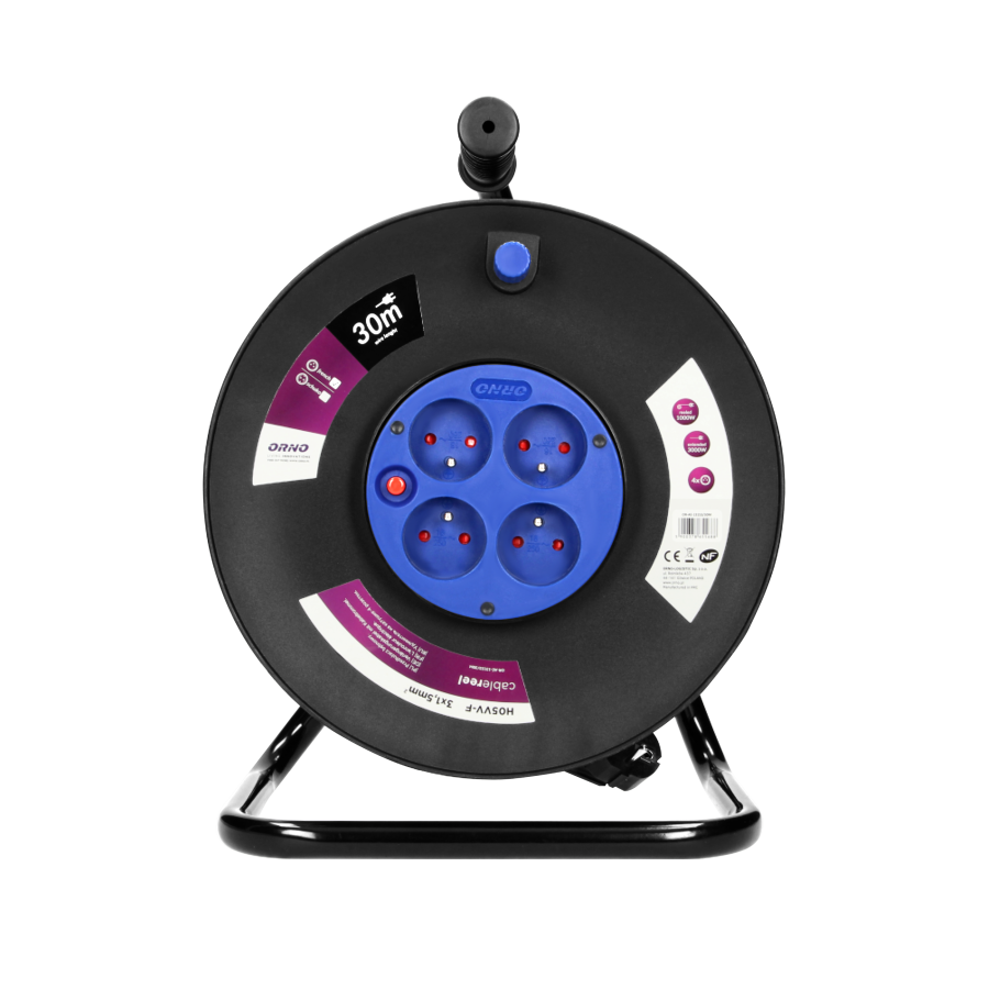 Cable reel with 4 sockets, PVC, H05VV-F 3x1.5mm² - 30m,