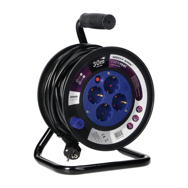Cable reel with 4 sockets, PVC, H05VV-F 3X1.0mm² - 30m