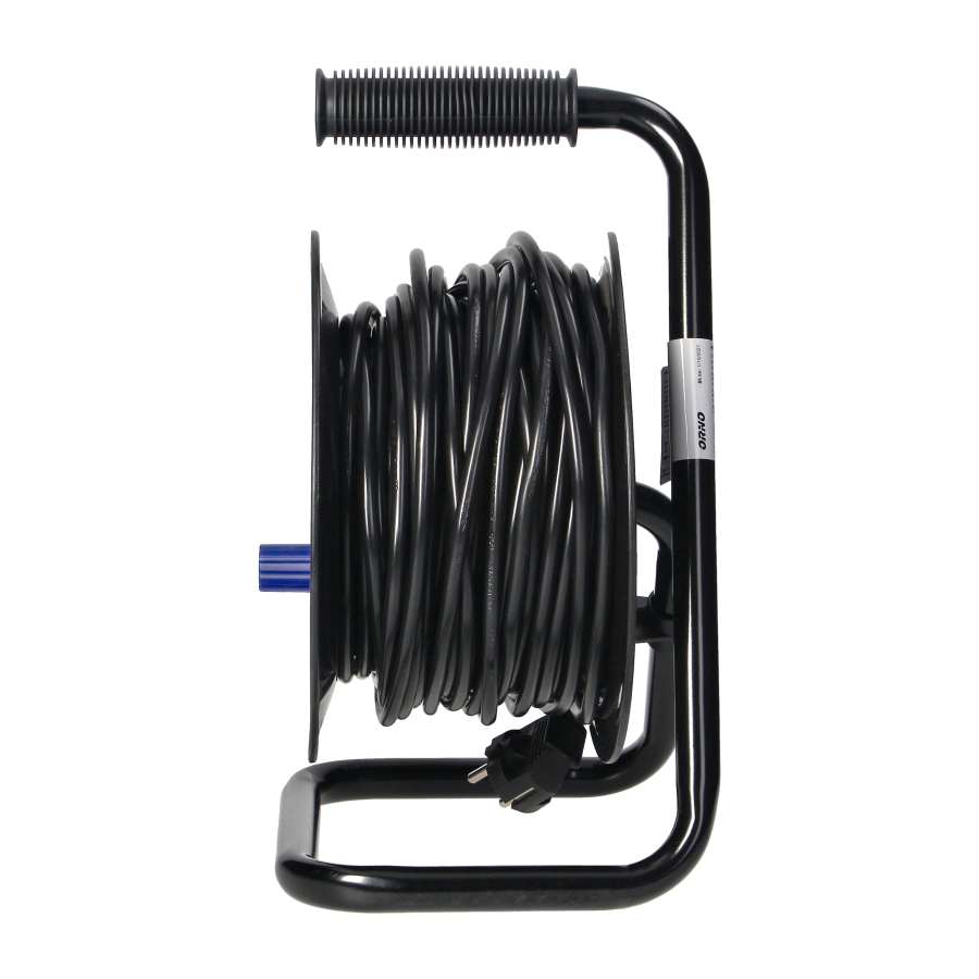 Przedłużacz bębnowy, 4 gniazda 2P+Z (Schuko), kabel PVC H05VV-F 3x1.0mm², długość - 30m, termik, przesłony torów prądowych.