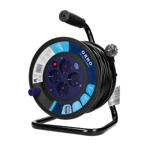 Przedłużacz bębnowy, 4 gniazda 2P+Z (schuko), kabel PVC H05VV-F 3x1.5mm², długość - 30m, termik, przesłony torów prądowych.