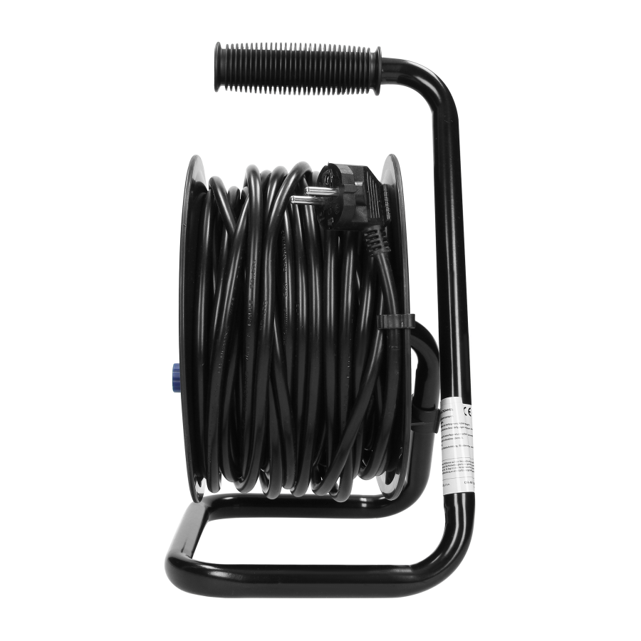 Przedłużacz bębnowy, 4 gniazda 2P+Z (schuko), kabel PVC H05VV-F 3x1.5mm², długość - 30m, termik, przesłony torów prądowych.