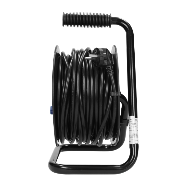 Przedłużacz bębnowy, 4 gniazda 2P+Z (schuko), kabel PVC H05VV-F 3x1.5mm², długość - 30m, termik, przesłony torów prądowych.