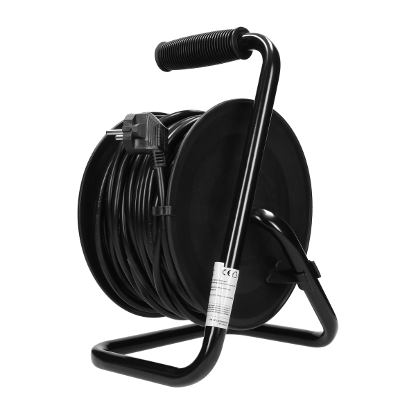 Cable reel with 4 sockets, PVC, H05VV-F 3x1.5mm² - 30m, 4x2P+E (Schuko), thermal switch