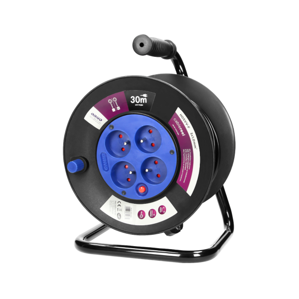 Cable reel with 4 sockets, PVC, H05VV-F 3x1.0mm² - 30m,
