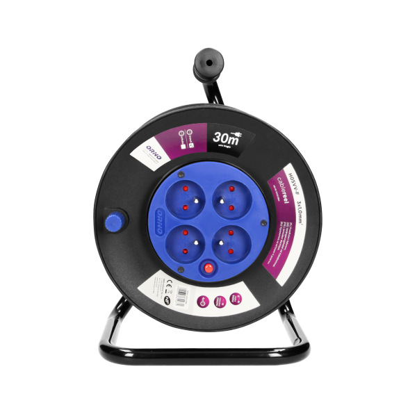 Cable reel with 4 sockets, PVC, H05VV-F 3x1.0mm² - 30m,