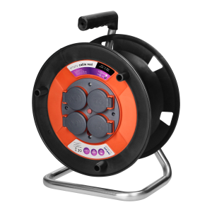 Splashproof empty cable reel IP44 4x2P+E (Schuko) 16A 230V
