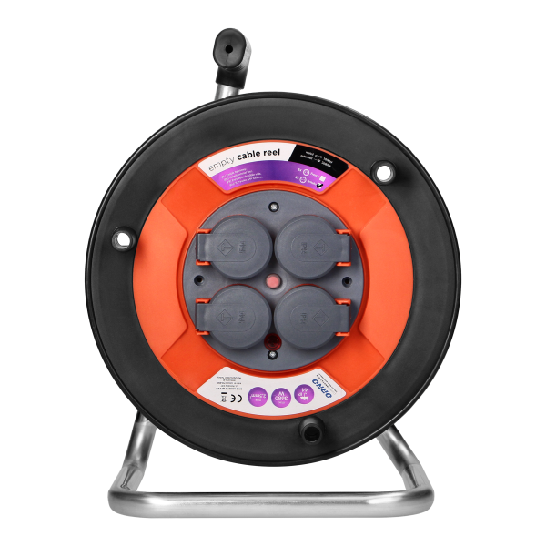 Splashproof empty cable reel IP44 4x2P+E (Schuko) 16A 230V