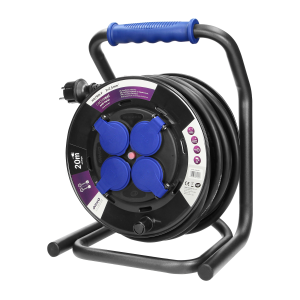 Cable reel, rubber cord, IP44, H07RN-F 3x2.5mm² - 20m, 4 fixed sockets