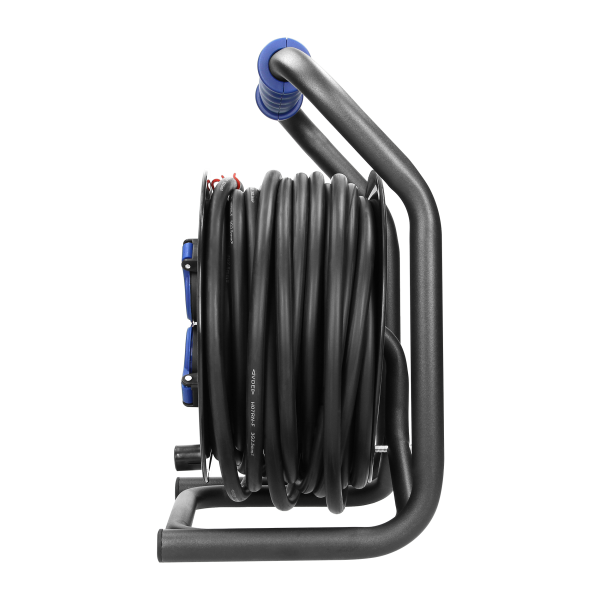 Cable reel, rubber cord, IP44, H07RN-F 3x2.5mm² - 20m, 4 fixed sockets