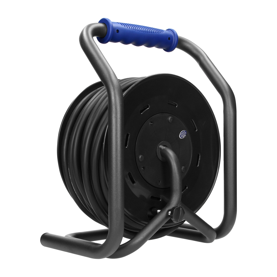 Cable reel, rubber cord, IP44, H07RN-F 3x2.5mm² - 20m, 4 fixed sockets