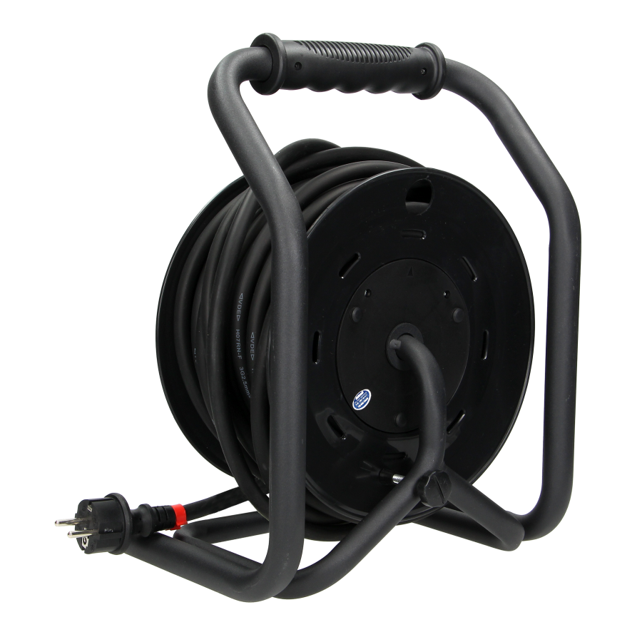 Cable reel, rubber cord, IP44, H07RN-F 3X2.5mm² - 20M, 4 fixed sockets