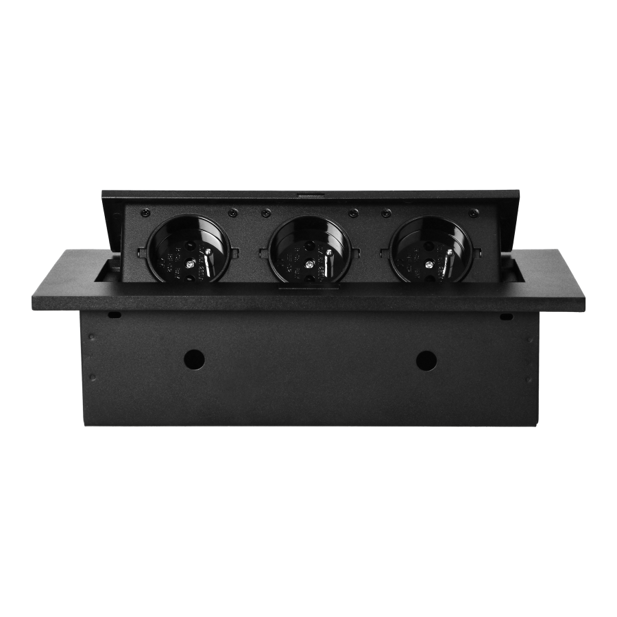 Flush-fitting furniture socket, black