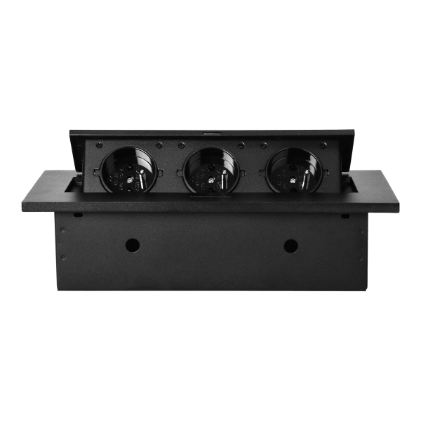 Flush-fitting furniture socket, black