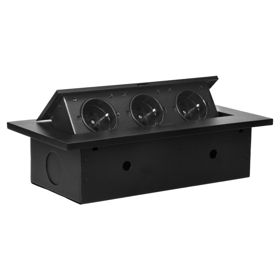 Flush-fitting furniture socket, black