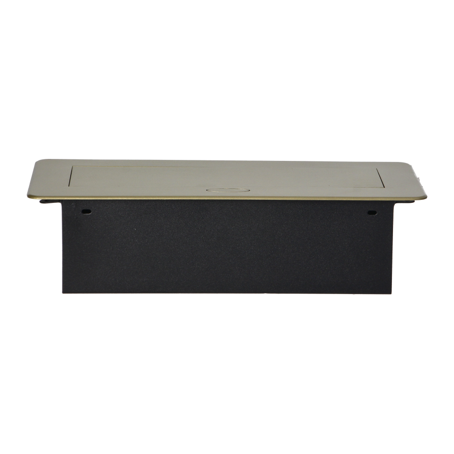 Recessed furniture sockets in housing with flat edge, 3x2P+E (Schuko), brass color, no cable included