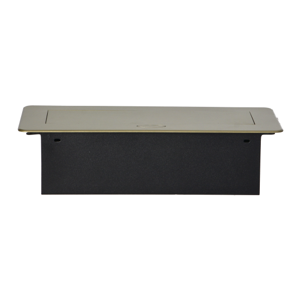 Recessed furniture sockets in housing with flat edge, 3x2P+E (Schuko), brass color, no cable included