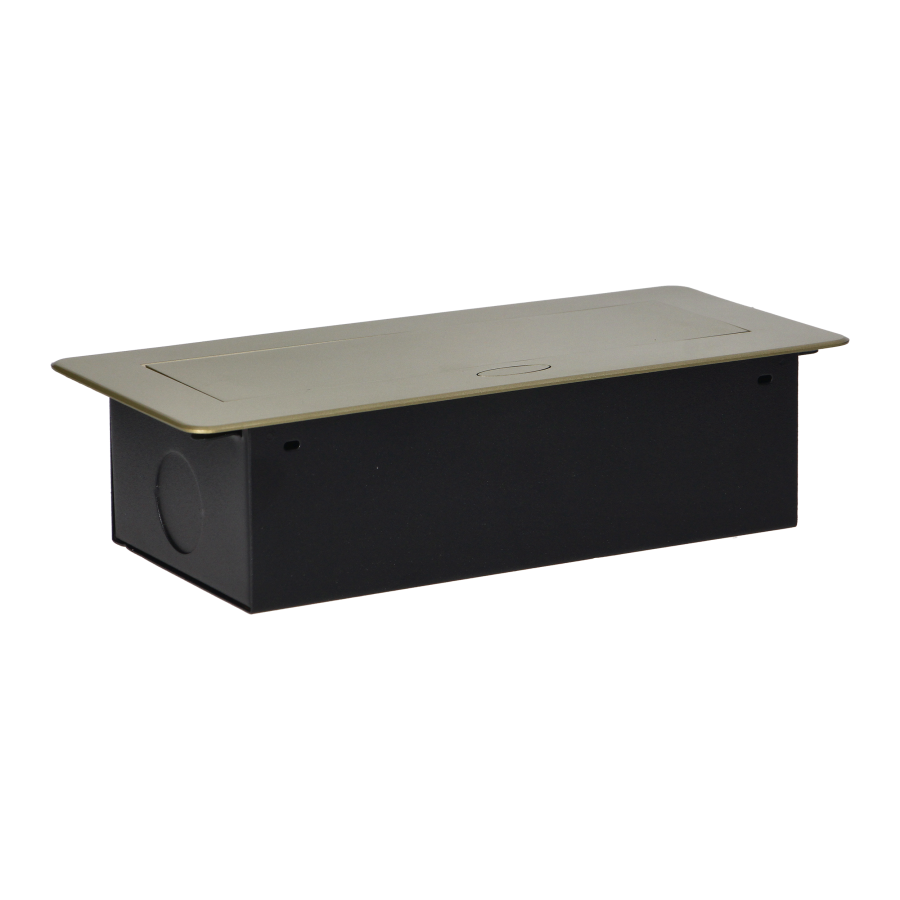 Recessed furniture sockets in housing with flat edge, 3x2P+E (Schuko), brass color, no cable included