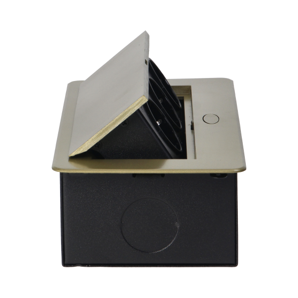 Recessed furniture sockets in housing with flat edge, 3x2P+E (Schuko), brass color, no cable included