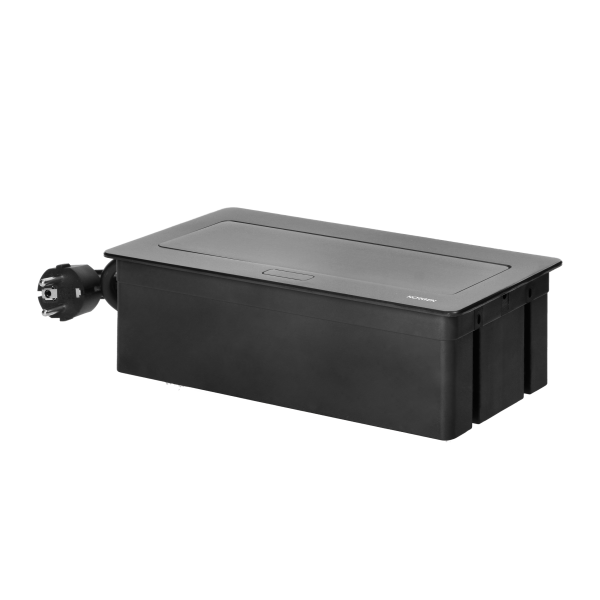 Gniazdo meblowe REDE, 2x2P+Z, 2xUSB z przewodem 1,5m, czarne