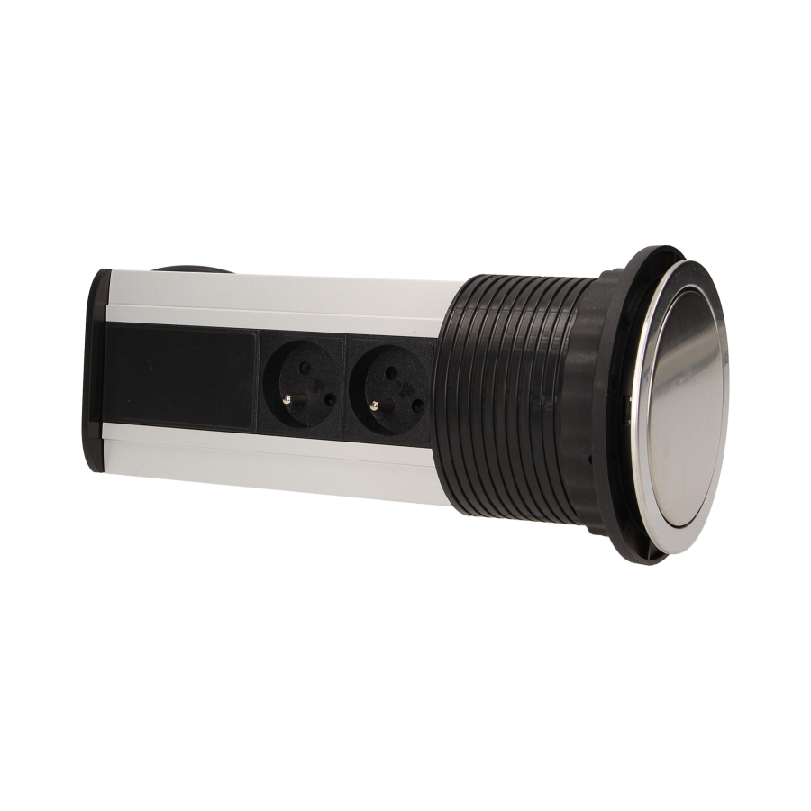 Pop up desk socket ?10cm with 1.8m cable, INOX
