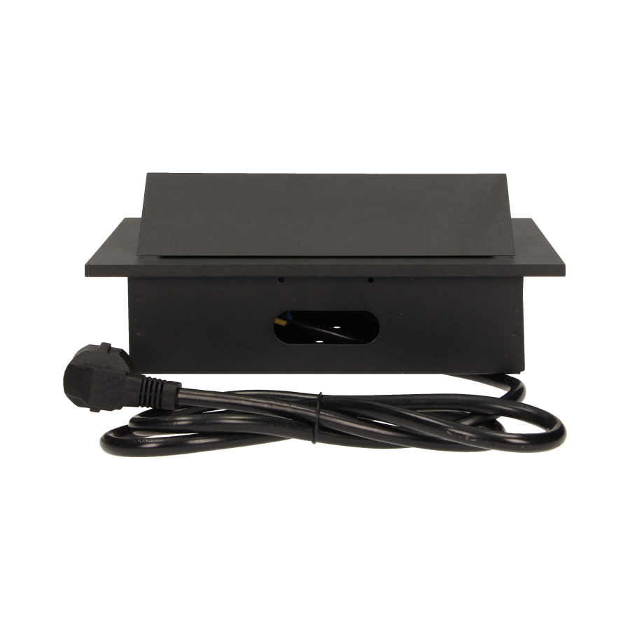 Flush-fitting furniture socket with 1.5m cable, black