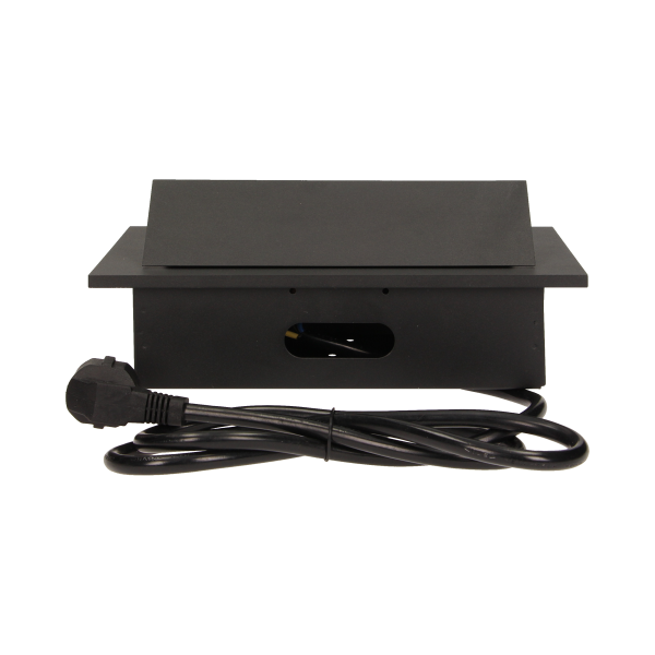 Flush-fitting furniture socket with 1.5m cable, black