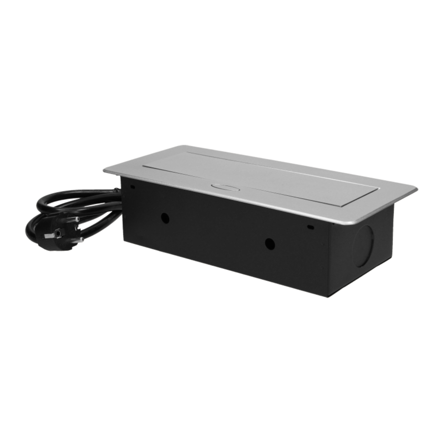 Recessed furniture sockets 3x2P+E with 3m cable, flat and milled edge, silver