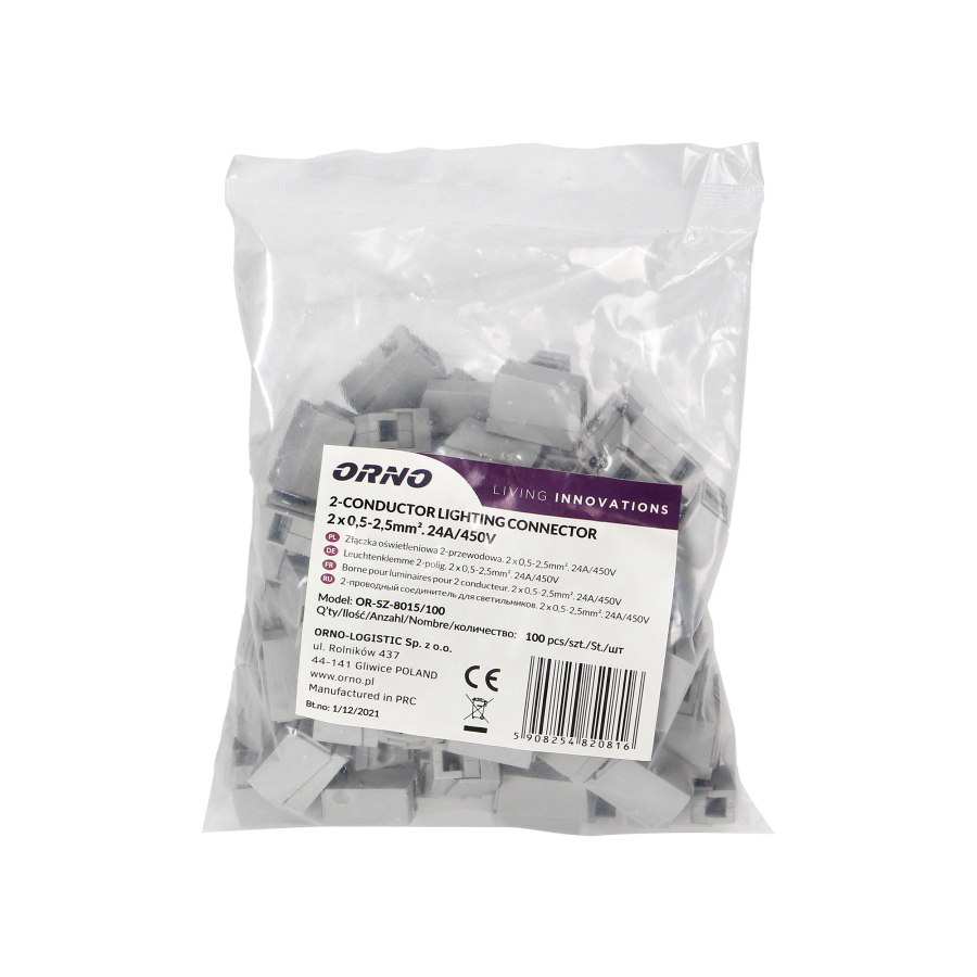 2-conductor lighting connector, 100 pcs.