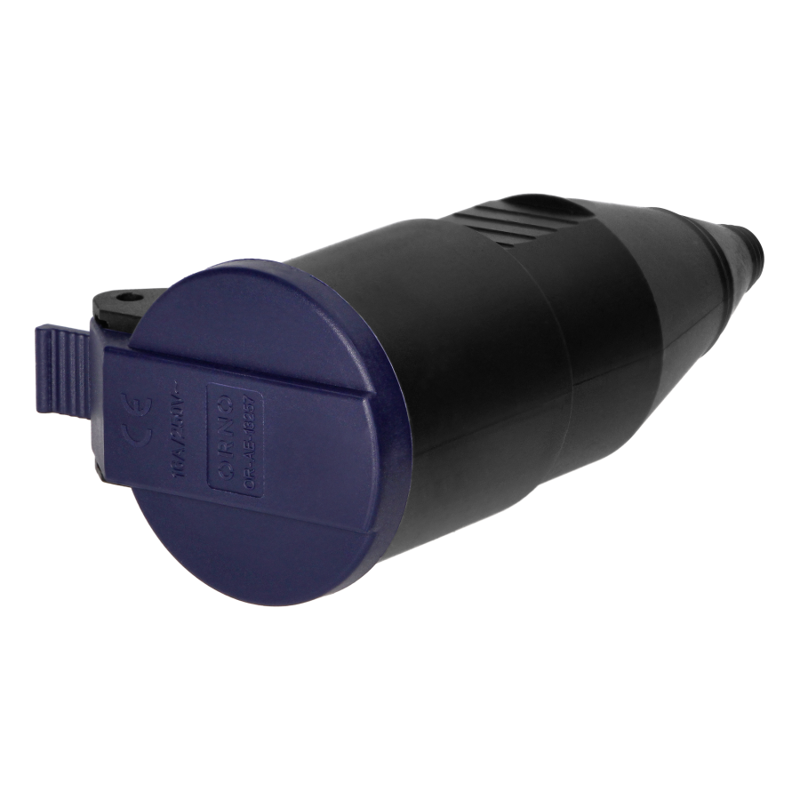 Workshop socket with a cover, 2P+E, black