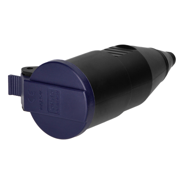 Workshop socket with a cover, 2P+E, black