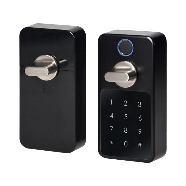Smart door lock with fingerprint reader and code lock, IP44, short