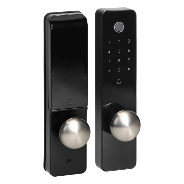 Smart door lock with fingerprint reader and code lock, IP44, long