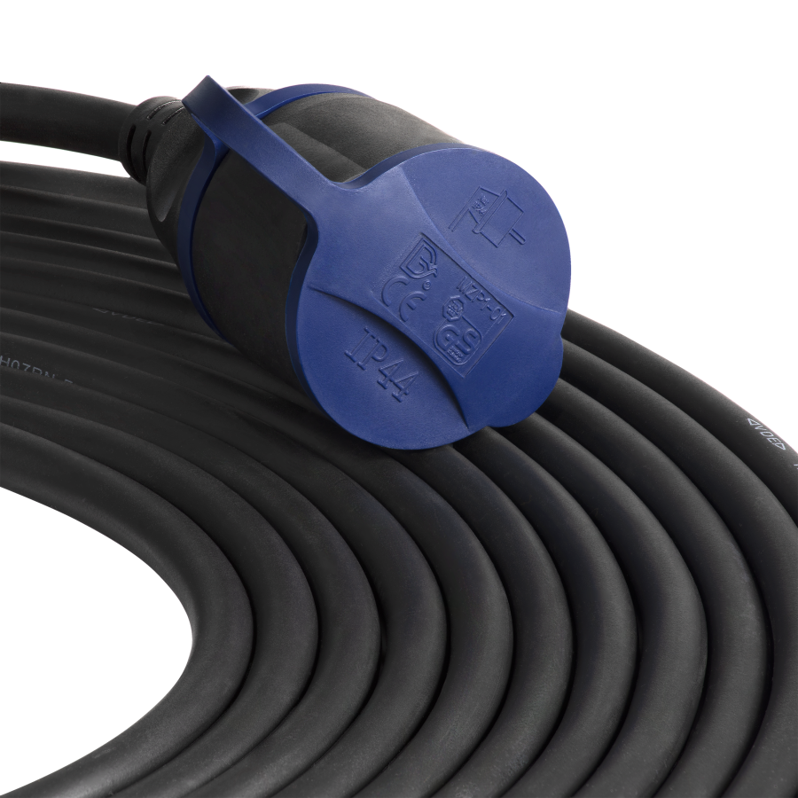 Przedłużacz warsztatowy bryzgoszczelny IP44, 1x2P+Z (schuko) 10m,kabel gumowy olejoodporny H07RN-F 3x1,5mm², 230VAC/16A