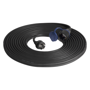 Przedłużacz warsztatowy bryzgoszczelny IP44, 1x2P+Z (schuko) 20m, kabel gumowy olejoodporny H07RN-F 3x1,5mm², 230VAC/16A