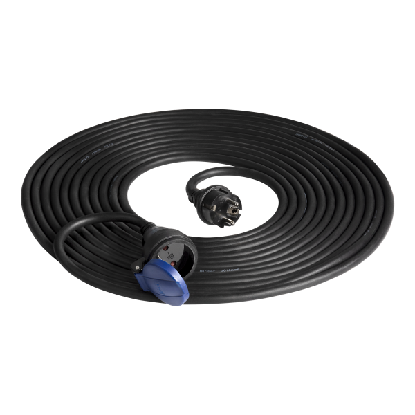Heavy-duty extension cord with rubber cord 10m long, IP44
