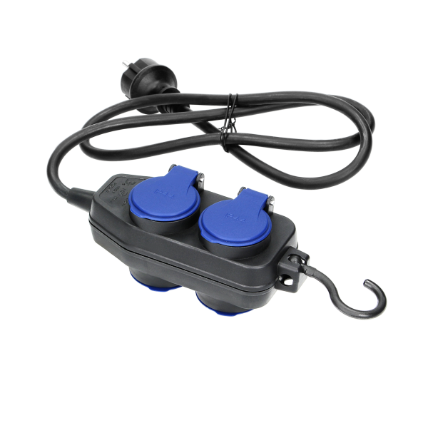 Przedłużacz warsztatowy bryzgoszczelny IP44, 4 gniazda (2+2) 2P+Z IP44, przewód gumowy, H05RR-F 3x1,5mm², długość 10m