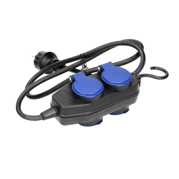 Havy-duty, splash-proof extension sockets, rubber cord, IP44, H05RR-F 3x1.5mm², 10m,