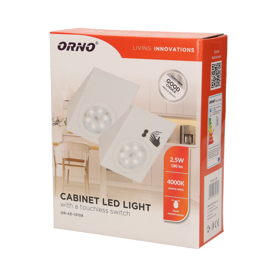 Zestaw opraw podszafkowych LED 2,5W, 180lm, 4000K, z wyłącznikiem bezdotykowym, biały