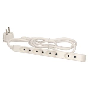 Przedłużacz 4 gniazda 2P/II, płaska wtyczka, przewód 2x0,75mm² - 1,4m