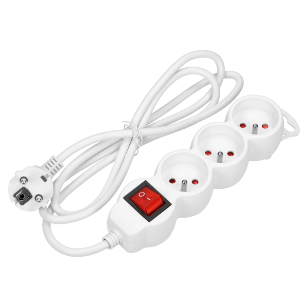 Extension cord 3x 2P+E with a switch, 5m