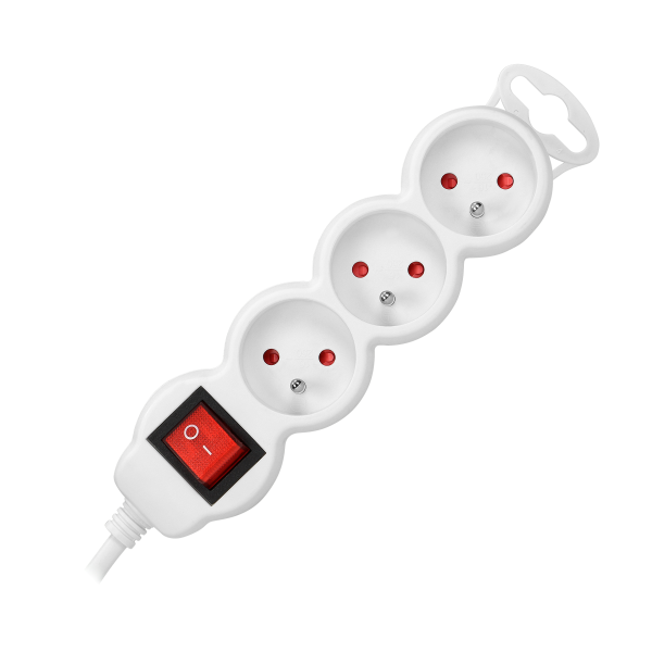 Extension cord 3x 2P+E with a switch, 5m