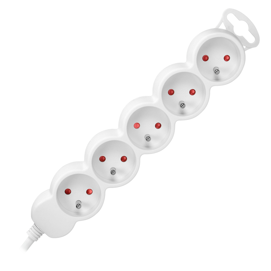 Extension cord 5x 2P+E, 3m