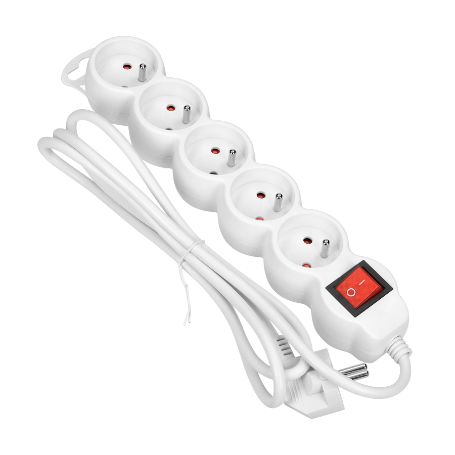 Extension cord 5x 2P+E with a switch, 3m