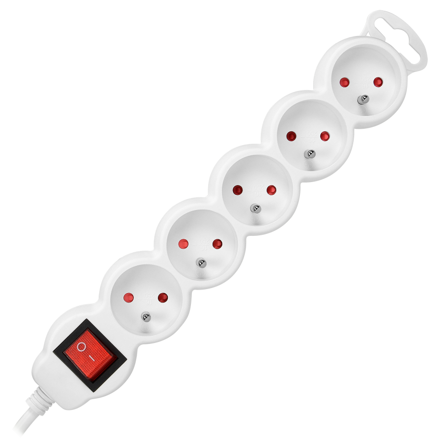Extension cord 5x 2P+E with a switch, 3m