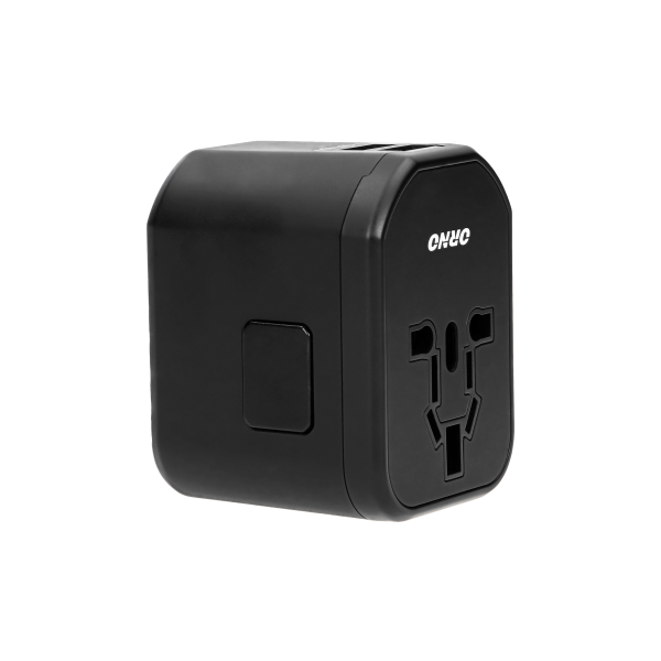 GOworld USB uniwersalny adapter podróżny do ponad 200 krajów świata, 100-240V, 8A, 2 x USB, 5V 2,4A inteligentna identyfikacja