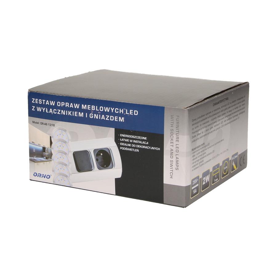 Set of furniture LED fixtures with switch and socket