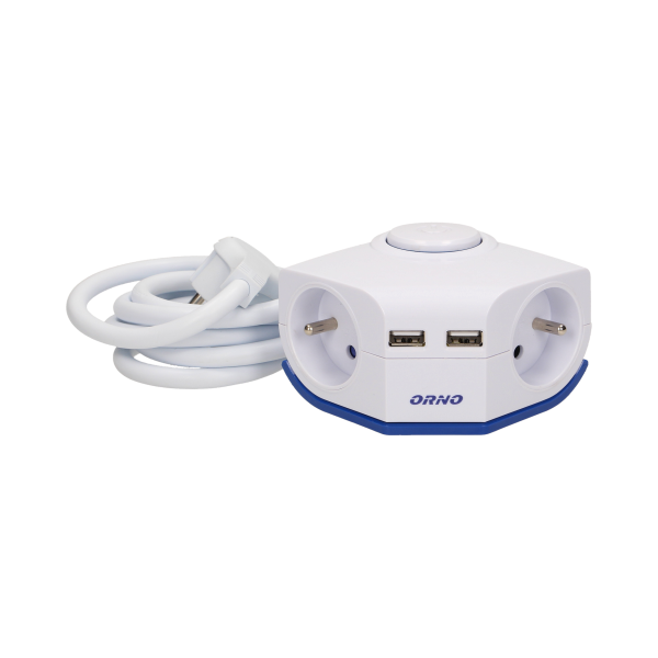 Corner extension socket with switch and USB charger