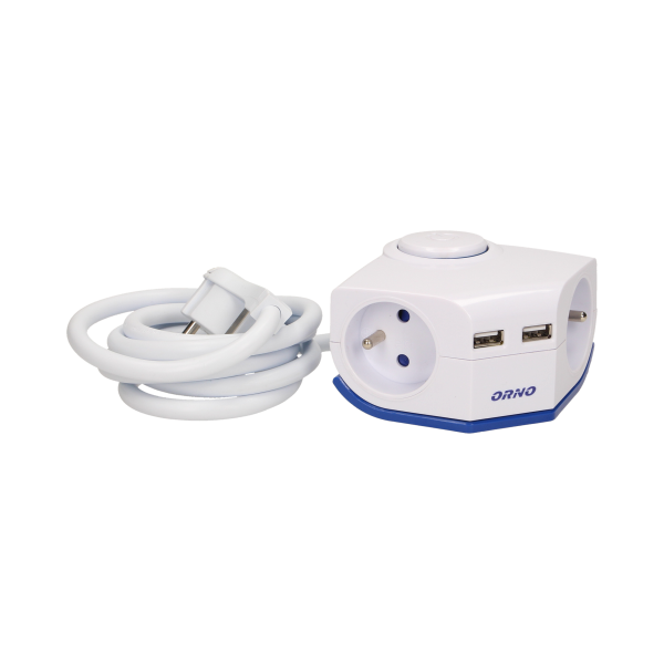 Corner extension socket with switch and USB charger