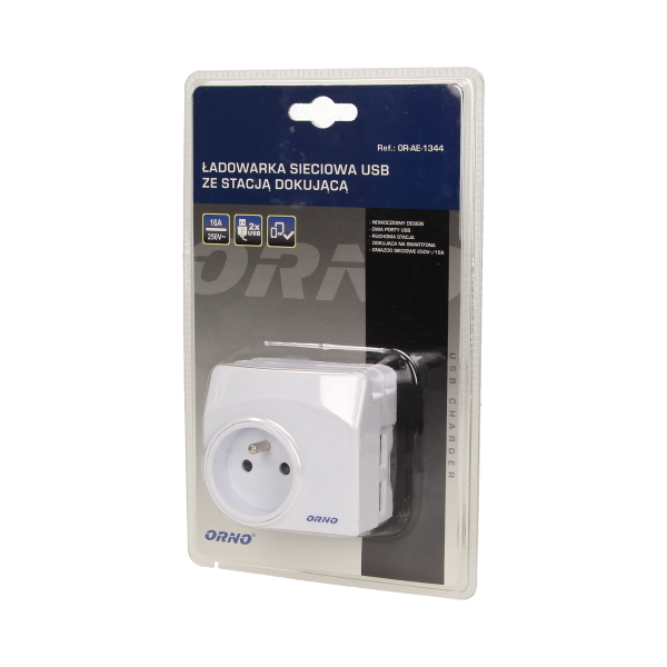 Ładowarka sieciowa USB z gniazdem elektrycznym i stacją dokującą *