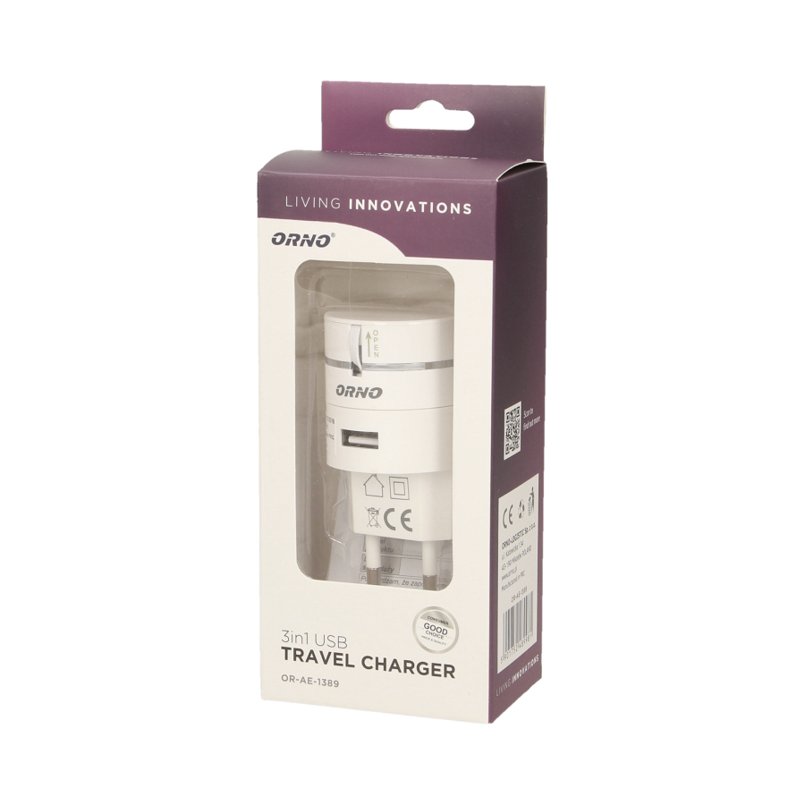 Ładowarka USB 3w1 z automatycznie zwijanym kablem